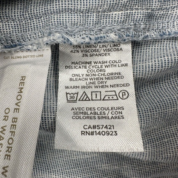 Lou & Grey Linen Pants Womens XL Light‎ Blue Pull On Tapered Beachy Coastal Crop - Picture 5 of 8